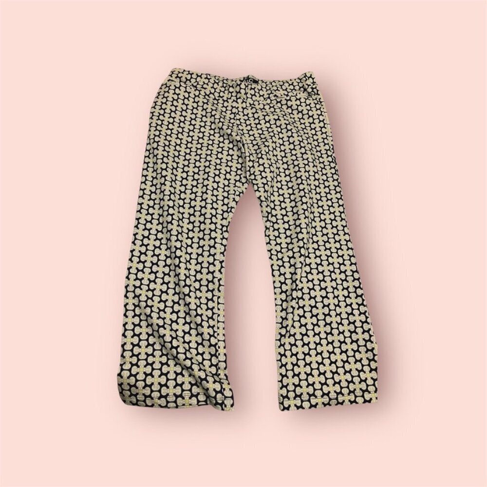 Cross Pattern Stretch Pants with Slight Flare
